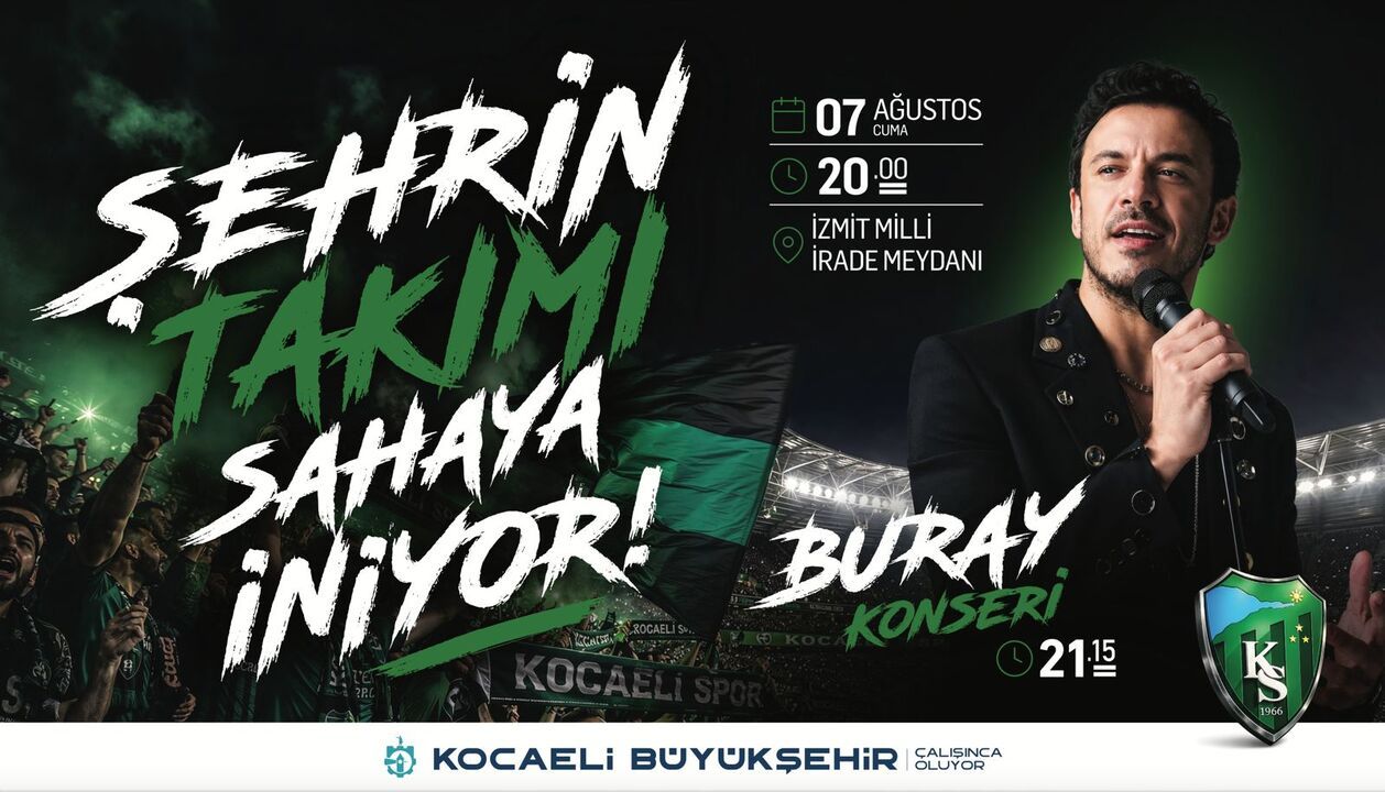Kocaeli’de futbol rüzgarı esecek: Kocaelispor taraftarıyla Buray konserinde kucaklaşacak